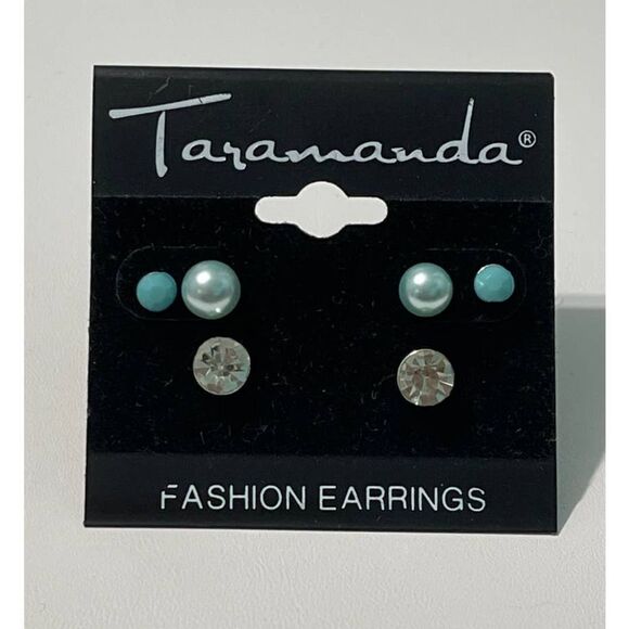 Taramanda Trio Earring Set CZ‎ Studs Tiny Stud Blue - Picture 7 of 8